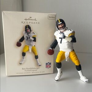 Pittsburgh Steelers Hallmark Football Legends Ornament - Black, White, Yellow